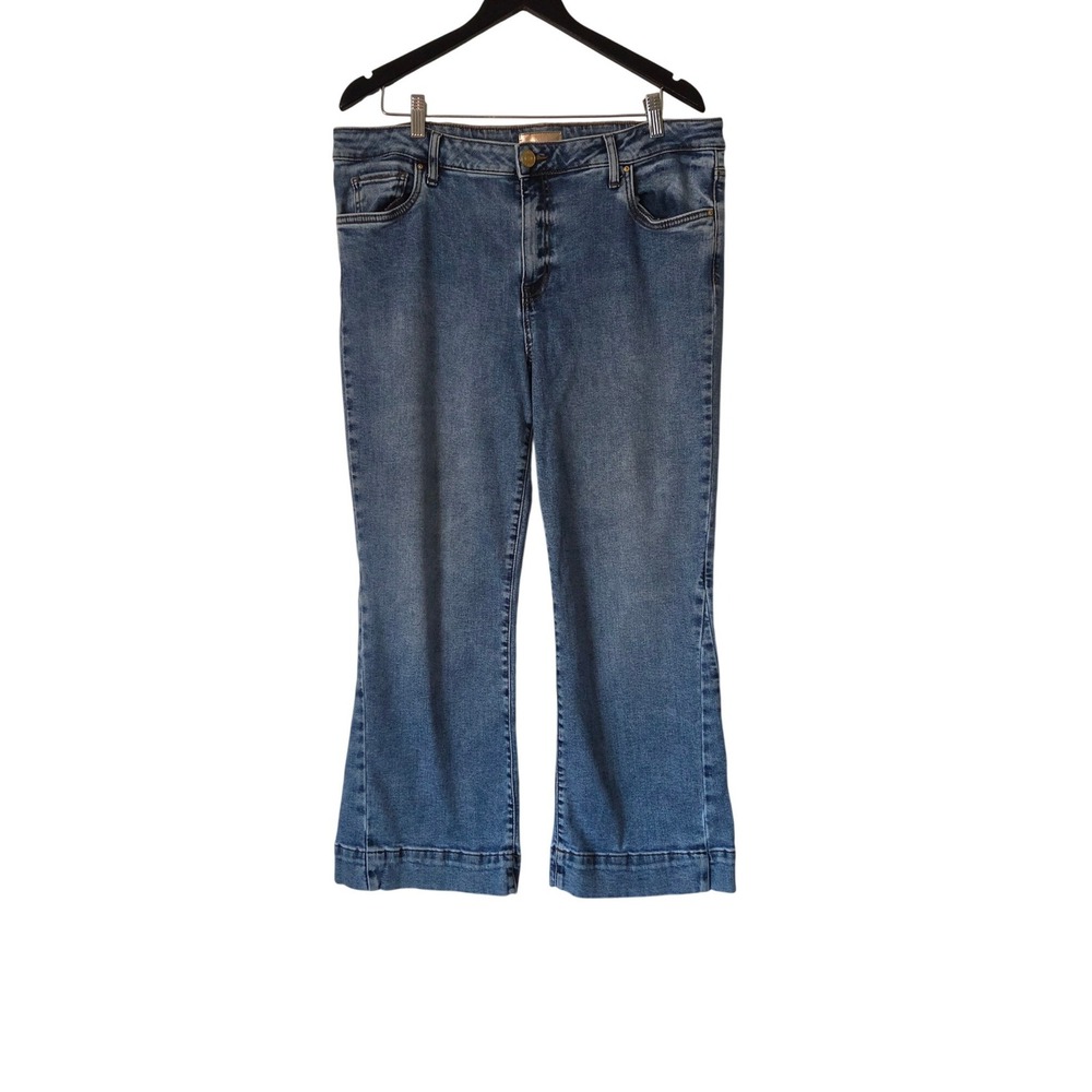 KUT from the Kloth Kelsey High Rise Ankle Flare Jeans Size 16 Blue Stretch Denim